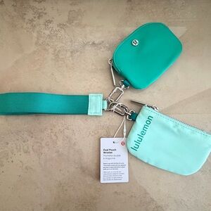 Lululemon Athletica Teal and Mint Dual Pouch Wristlet